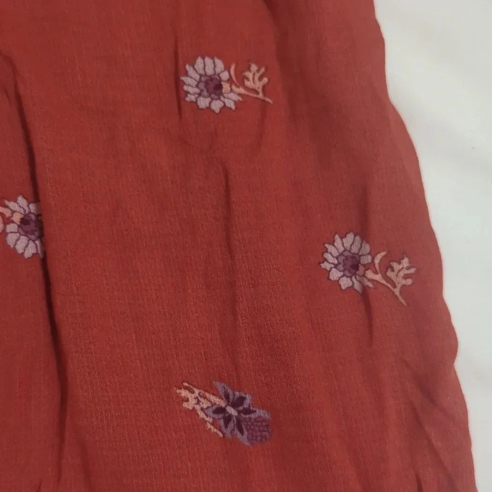 Lucky Brand Floral Peasant Top, Color Rust Size L - Picture 12 of 14